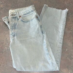 Mango High Wasted Cropped Straight Jeans